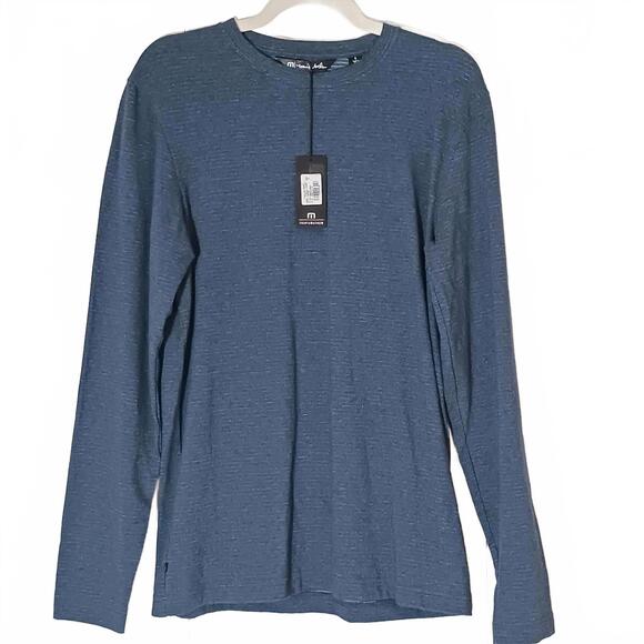 NEW Travis Mathew Eternal‎ Champ Striped Long Sleeve Top in Heather Navy Blue, S - Picture 1 of 10